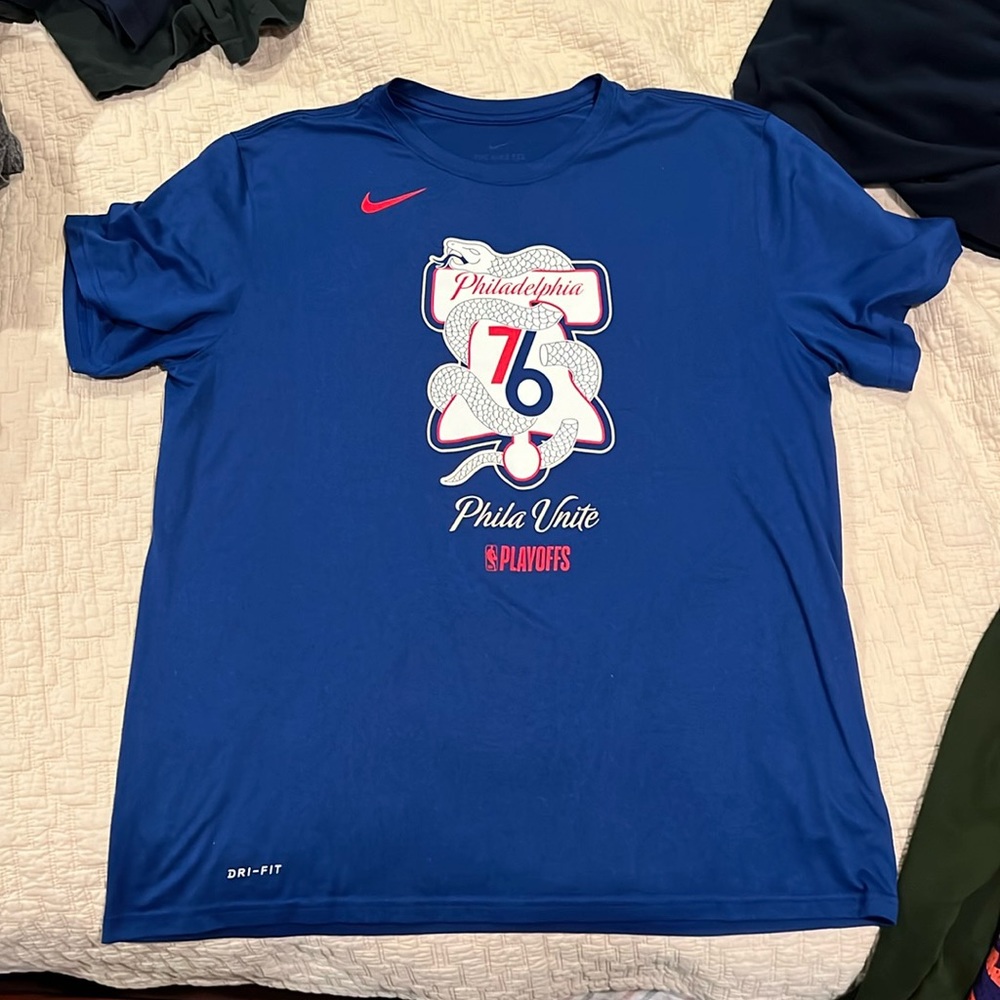 Phila Unite 76ers Playoffs Nike Dri-Fit t shirt XL Blue